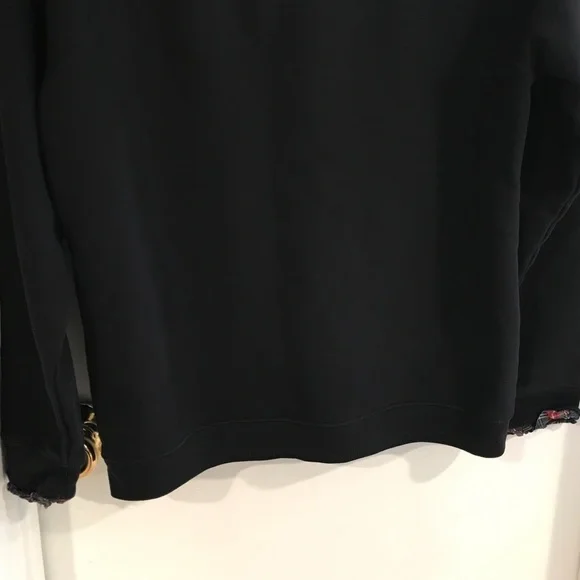 J.Crew Black Crewneck Sweatshirt with plaid frill lining and gold zipper… - Picture 9 of 10